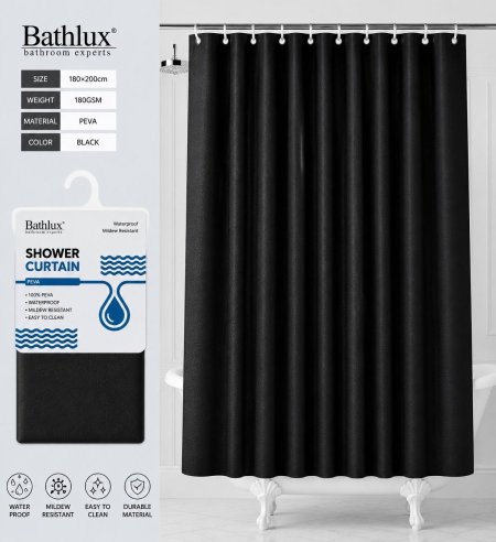 ستارة حمام Bathlux مقاومة للماء – لون أسود - جلد
