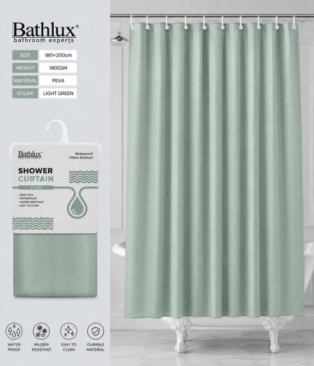 ستارة حمام Bathlux مقاومة للماء – لون أخضر فاتح