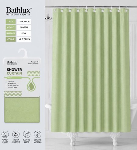 ستارة حمام Bathlux مقاومة للماء – لون أخضر فاتح - جلد