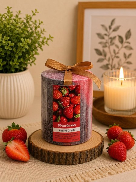 شمعة معطرة برائحة الفراولة