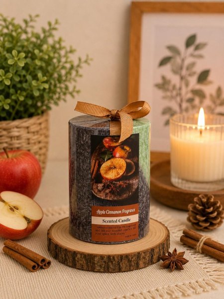 شمعة معطرة برائحة التفاح والقرف