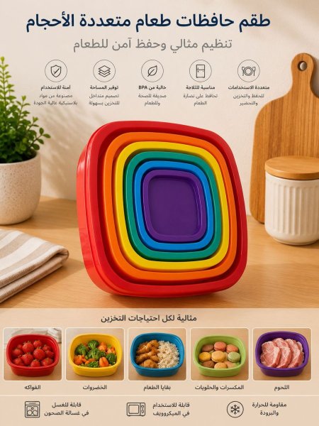 طقم حافظات طعام متعددة الأحجام