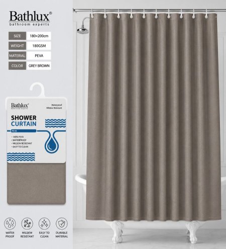 ستارة حمام Bathlux مقاومة للماء – لون رمادي مائل للبني - جلد