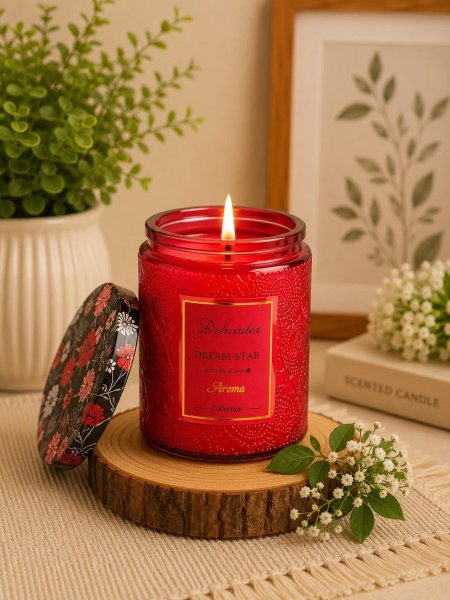 شمعة معطرة زجاجية حمراء – Dream Star Aroma
