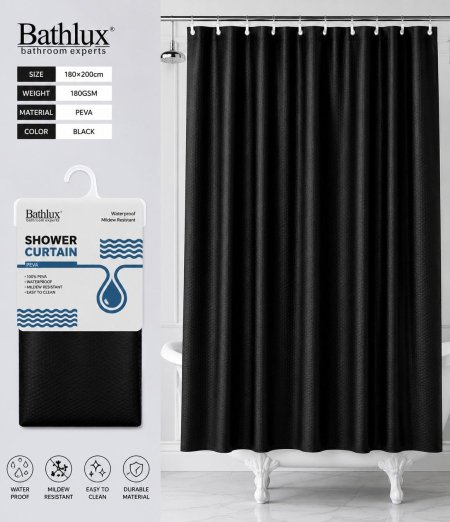 ستارة حمام Bathlux مقاومة للماء – لون أسود