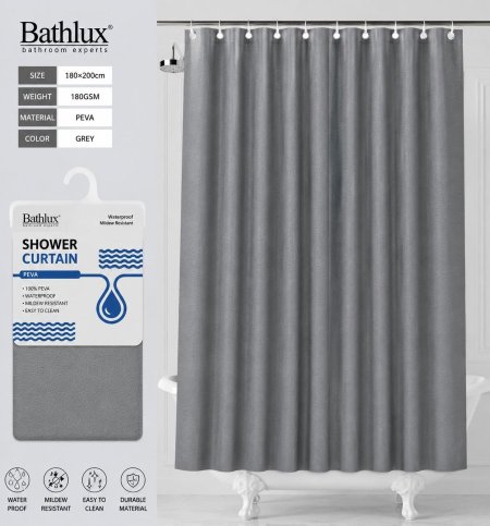 ستارة حمام Bathlux مقاومة للماء – لون رمادي - جلد