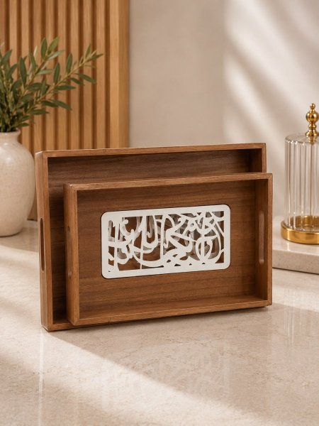 طقم صواني تقديم خشبية – قطعتان