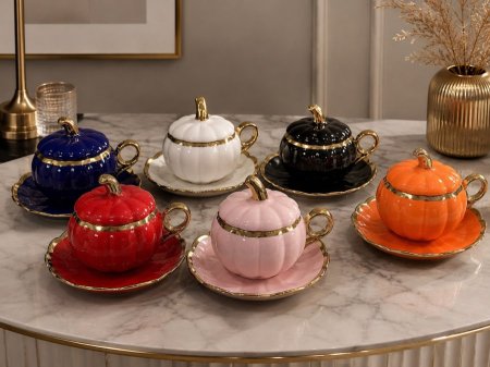 كواب سيراميك بتصميم القرعة الأنيق مع لمسات ذهبية راقية،