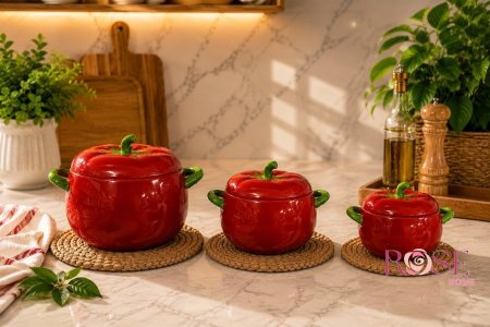 طنجرة سيراميك بتصميم الطماطم – متوفرة بـ 3 أحجام