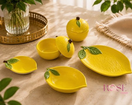 طقم سيراميك بتصميم الليمون – 5 قطع